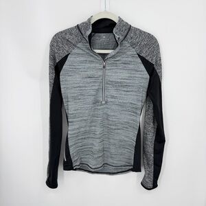 Athleta Running Wild Half Zip Pullover gray black 138805 sz S
